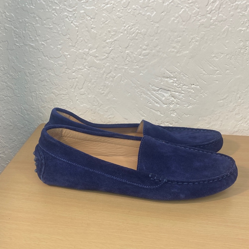 Navy Blue Suede Loafers